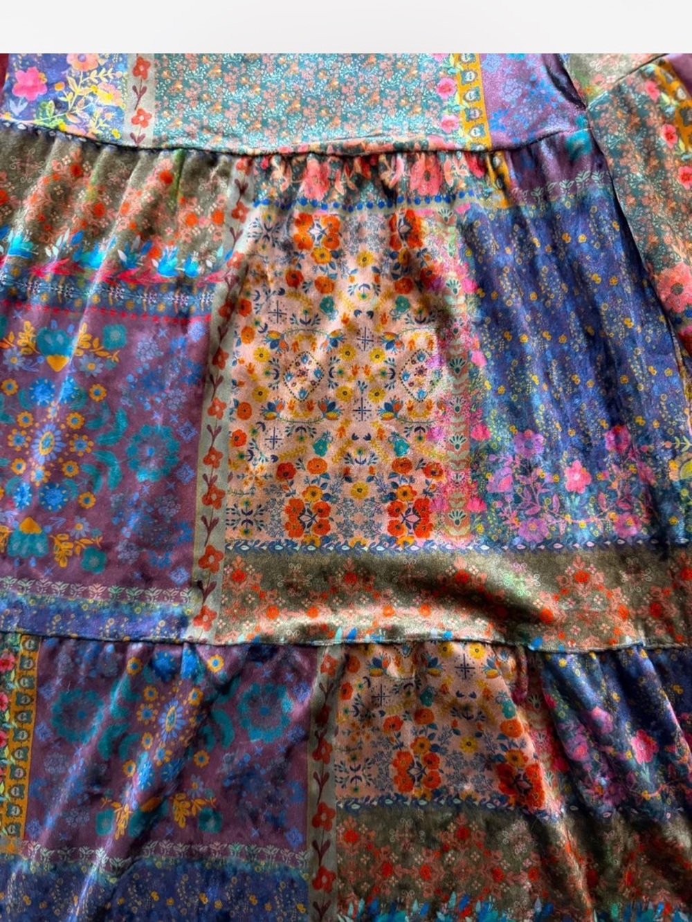 NATURAL LIFE Patchwork Floral Velvet Trousers - Purple, Blue, Orange, Pink - Picture 3 of 4